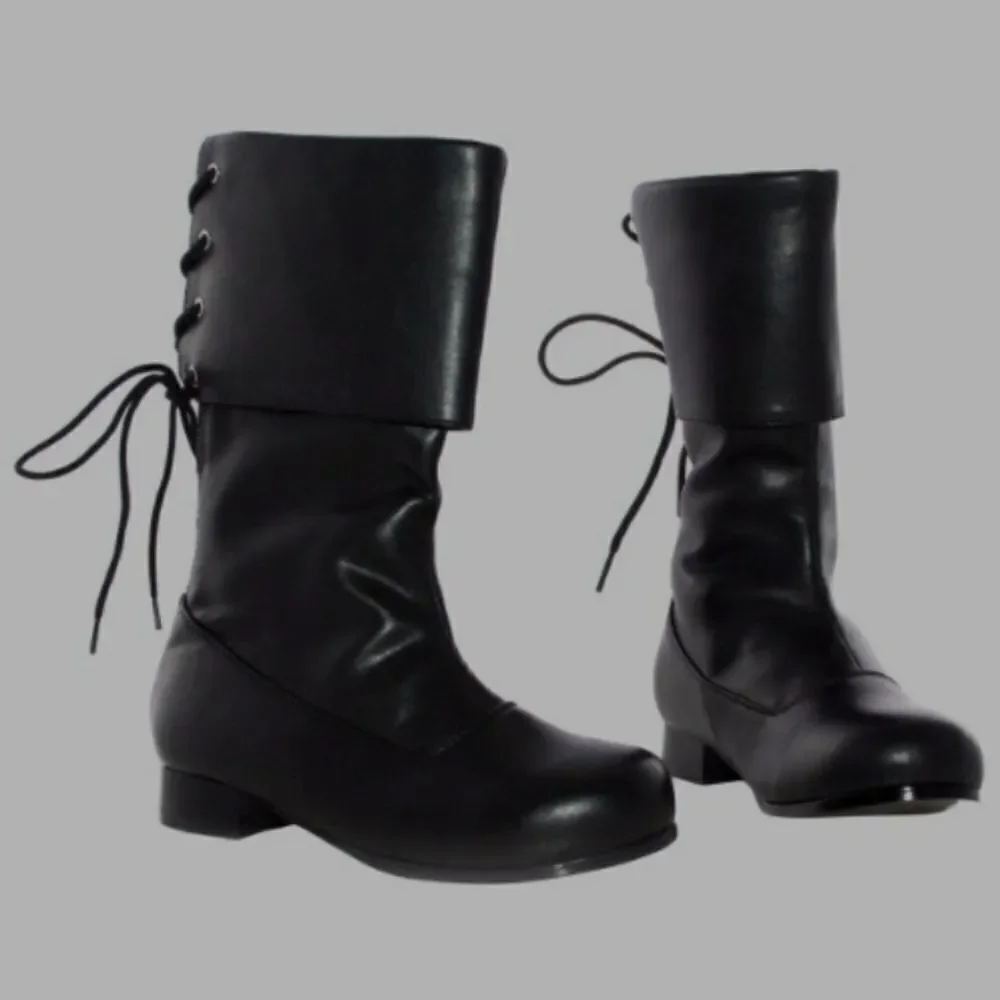 Toddler Pirate Black Lace-Up Boots